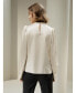 Фото #3 товара Asymmetrical Silk Blouse with Puff Sleeves for Women