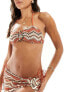 South Beach embroidered bandeau bikini top with hardwear in rust abstract print