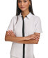 ფოტო #4 პროდუქტის Women's Spread-Collar Button-Front Top