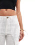 Фото #4 товара ONLY linen mix loose fit cargo trouser in white stripe