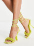 Фото #3 товара Topshop Riley beaded trim heeled sandal with ankle tie in lime