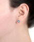 ფოტო #2 პროდუქტის Simulated Opal (1/5 ct. t.w.) & Cubic Zirconia Square Halo Stud Earrings in Sterling Silver, Created for Macy's