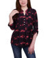 ფოტო #1 პროდუქტის Petite 3/4 Roll Tab Sleeve Printed Pintuck Top