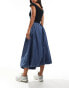 Glamorous puff ball maxi skirt in navy black stripe