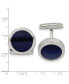 Stainless Steel Polished Cat's Eye Textured Circle Cufflinks