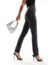 Фото #3 товара Only Emily high waisted rhinestone detail straight leg jeans in washed black