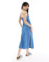 Фото #2 товара ASOS DESIGN soft denim midi dress with boat neck and side split in mid wash blue