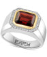 ფოტო #1 პროდუქტის EFFY® Men's Garnet (4-1/10 ct. t.w.) & Diamond (1/6 ct. t.w.) Ring in Sterling Silver & 14k Gold-Plate