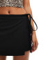 Monki mini pleated skirt with front tie up detail in black