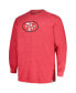 Фото #2 товара Men's Heather Scarlet Distressed San Francisco 49ers Big and Tall Throwback Long Sleeve T-shirt
