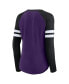 ფოტო #3 პროდუქტის Women's Purple, Black Baltimore Ravens Plus Size True to Form Lace-Up V-Neck Raglan Long Sleeve T-shirt