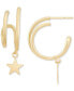 ფოტო #2 პროდუქტის Polished Double Illusion Dangling Star Hoop Earrings in 14k Gold