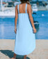 Фото #2 товара Women's Light Blue High Neck Sleeveless Maxi Beach Dress
