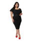 Фото #1 товара Plus Size Short Flutter Sleeve Sweetheart Neck Wiggle Dress