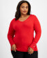 ფოტო #1 პროდუქტის Plus Size Buttoned-Cuff Sweater, Created for Macy's