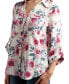 Фото #3 товара Juniors' Floral-Print Roll-Sleeve Button-Up Blouse