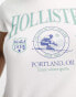 Фото #2 товара Hollister short sleeve logo crop top in white