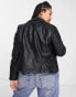 Фото #4 товара ONLY Curve faux leather biker jacket in black