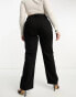 DTT Plus Fern staright leg jeans with button front in black