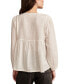 Women's Split-Neck Embroidered Peasant Top