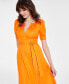 ფოტო #4 პროდუქტის Women's Tie-Waist Short-Sleeve Dress