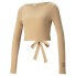 Puma Classics Ribbed Scoop Neck Long Sleeve Top Womens Beige Casual Tops 534305-