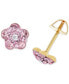 ფოტო #1 პროდუქტის Children's Pink Crystal Flower Stud Earrings in 14k Gold