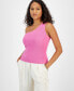 Фото #1 товара Women's One-Shoulder Sleeveless Ribbed Sweater, Created for Macy's