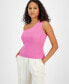 ფოტო #1 პროდუქტის Women's One-Shoulder Sleeveless Ribbed Sweater, Created for Macy's