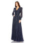 Фото #1 товара Women's Beaded Lace Long Sleeve Wrap Over Gown