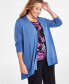 ფოტო #3 პროდუქტის Plus Size Long-Sleeve Open-Front Cardigan