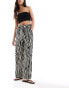 Mango straight leg zebra print trouser in black