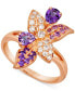 Multi-Gemstone (5/8 ct. t.w.) & Nude Diamond (1/4 ct. t.w.) Flower Ring in 14k Rose Gold