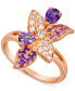 ფოტო #1 პროდუქტის Multi-Gemstone (5/8 ct. t.w.) & Nude Diamond (1/4 ct. t.w.) Flower Ring in 14k Rose Gold