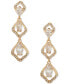 ფოტო #1 პროდუქტის Gold-Tone Crystal Flower Petal Linear Earrings