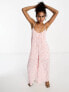 Glamorous lace back strappy smock jumpsuit in pink floral