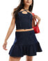 Фото #2 товара ASOS DESIGN denim tiered mini skirt in dark indigo