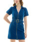 Juniors' Zip-Front Belted Denim Dress