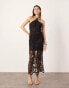 ASOS EDITION embroidered abstract tape work halter midi dress in black Черный, 32 - фото #2