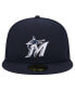 ფოტო #4 პროდუქტის Men's Navy Miami Marlins White Logo 59Fifty Fitted Hat