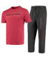ფოტო #1 პროდუქტის Men's Heathered Charcoal, Cardinal Distressed Arkansas Razorbacks Meter T-shirt and Pants Sleep Set
