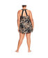 Фото #3 товара Plus Size Halter Back Print Swim Dress