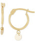 ფოტო #1 პროდუქტის Polished Tube Disc Dangle Huggie Extra Small Hoop Earrings in 14k Gold, 1/2"