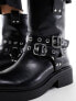 Фото #3 товара Bershka buckle detail ankle length boots in black