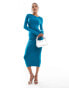 Фото #1 товара Style Cheat midi slinky dress with ruched side in teal