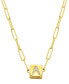 Фото #1 товара ADORNIA 14K Gold-Plated Initial Cube Paperclip Necklace