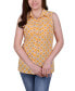 Women's Petite Sleeveless Notch Collar Button Front Blouse Yellow Iconic, Large - фото #1