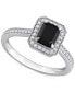ფოტო #1 პროდუქტის Black Diamond (1 ct. t.w.) & White Diamond (1/4 ct. t.w.) Emerald-Cut Engagement Ring in 14k White Gold