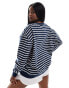 Фото #4 товара 4th & Reckless Plus exclusive Paris sweatshirt in navy stripe