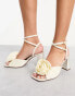 Фото #1 товара ASOS DESIGN Heather corsage detail mid heeled block sandals in ivory